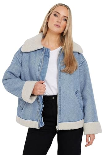 Image of Long Tall Sally - LTS Tall Denim Borg Zip Jacket - Women's