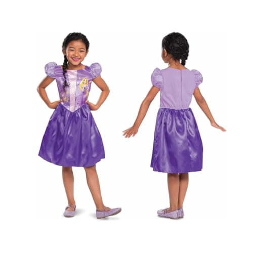 Image of Disney Official Rapunzel Dress Up Costume for Girls, Tangled Princess Fancy Dress Outfit, World Book Day Costumes, 5-6 Years