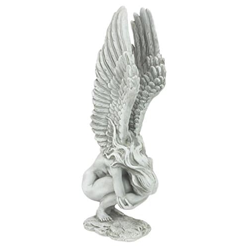 Image of Design Toscano Remembrance and Redemption Angel Religious Garden Statue, Medium 38 cm, Polyresin, Antique Stone