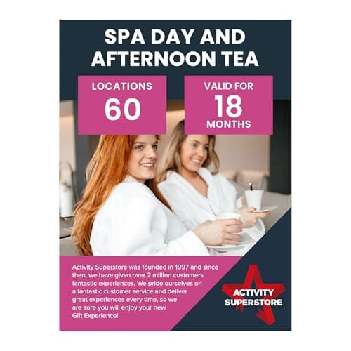 Image of Activity Superstore Spa Day with Afternoon Tea for Two Gift Experience Voucher, 18-month Validity, Experience Days, Spa, Couples Gift, Afternoon Tea, Retirement Present