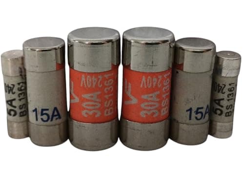 Image of BS1361 CONSUMER UNIT FUSE CARRIER FUSES MIXED PACK 5 AMP, 15 AMP, 30 AMP PACK OF (6)