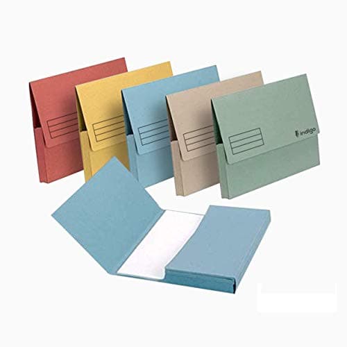 Image of indigo® Premium - A4 - Document Wallet Half Flap 285gsm Capacity 32mm (Assorted, Pack of 25)