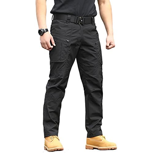 Image of CARWORNIC Men’s Tactical Trousers Outdoor Hiking Pants for Men Rip-Stop Combat Cargo Pants Lightweight Military Pants Waterproof Fishing Work Camping Pants with Multi Pockets Black