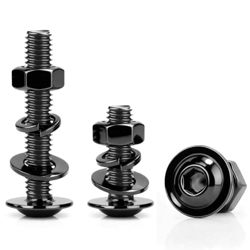 Image of mawmuaw 10pcs Bolts M8x60 mm Flanged Allen Bolts Black Oxide 304 Stainless Steel Nuts and Bolts Includes Hex Nuts, Spring Washers & Flat Washers for Motorcycle Furniture Equipment Assembly DIY