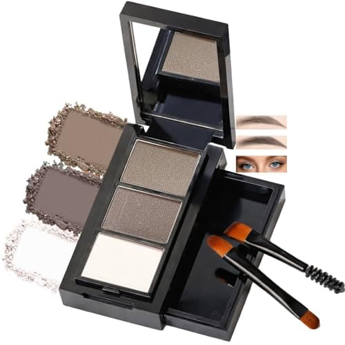 Image of 3-Shade Eyebrow Powder Palette for Natural Definition & Sculpting – Compact Brow Makeup Kit with Mirror and Dual-Ended Brushes for Precise Shaping, Soft Contouring & Everyday Travel Makeup