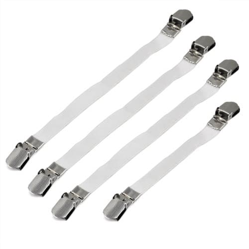 Image of TRIXES White Ironing Board Cover Fasteners, 4PC – Clips for Ironing Board Cover, Bedsheets & Tablecloths