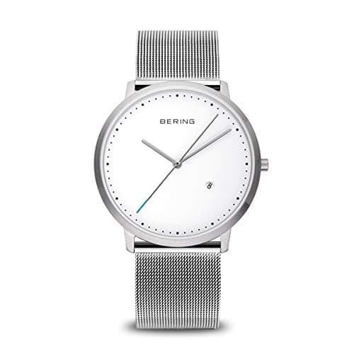 Image of BERING Unisex Quartz Watch, 39 mm Silver Stainless-Steel Case and White Dial, Milanese Strap, Sapphire Crystal, 3 ATM, 11139-004