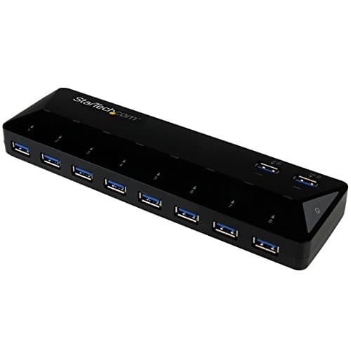 Image of StarTech.com 10 Port USB 3.0 Hub with Charge & Sync Ports - 8 x USB-A, 2 x USB-A Fast Charge Ports - Multi Port Powered USB Hub (ST103008U2C)