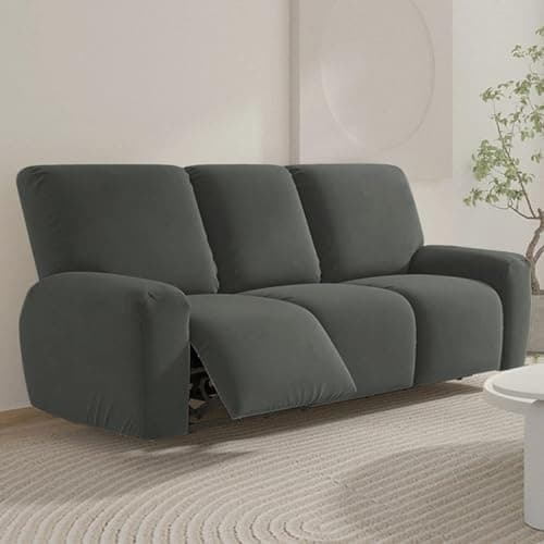Image of FANSU Recliner Chair Covers 3 Seater for Armchairs with Pockets, Stretch Recliner Slipcover for Electric Chair, Sofa Covers Furniture Protector for Living Room (3 Seater,anthracite)