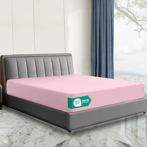 Image of Linen World Hotel Quality King Fitted Sheet (152×200cm) Pink – 40cm Extra Deep Pocket Brushed Microfiber Bottom Sheet, OEKO-TEX Certified, Soft & Breathable Easy Care Bed Sheet