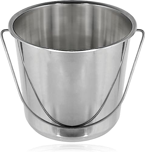 Image of Unibos 12 Litre Stainless Steel Heavy Duty Fire Bucket - Garage Spillage & General Purpose Metal Steel Bucket