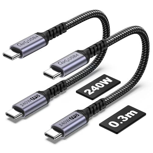 Image of SUMPK 30cm USB 4 Cable 2 packs, 240W USB C to USB C Cable, 40Gbps High Speed Data Transfer and Single 8K or Dual 4K Display Video Output Compatible with Thunderbolt 4