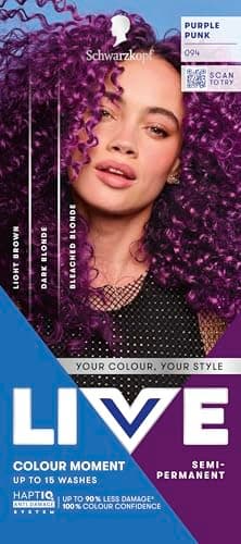 Image of Schwarzkopf LIVE Colour Moment 094 Purple Punk, with HaptiQ Anti-Damage System, Semi-Permanent Purple Hair Dye, Up to 15 Washes