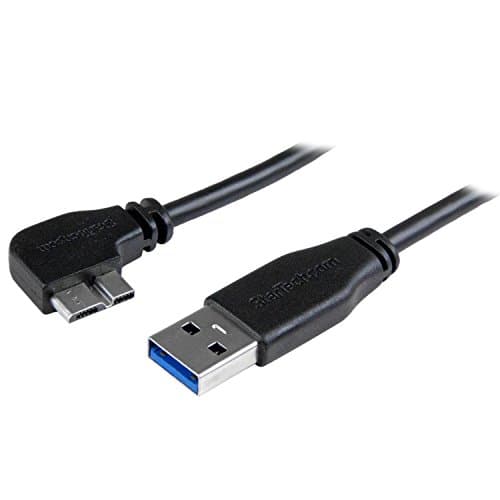Image of StarTech.com Slim Micro USB 3.0 Cable - M/M - Left-Angle Micro-USB - 0.5m (20in)