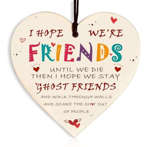 Image of Best Friend Plaque, Friendship Gifts for Women Birthday Special Wooden Heart Hanging Thoughtful Plaques Decorations Novelty Sign Memorial Quote Forever Love Xmas