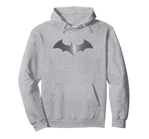 Image of DC Batman Logo Modern Pullover Hoodie, Adult Unisex, Heather Grey, Medium