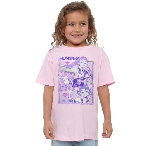 Image of K-Pop Demon Hunters - Anime Huntrix Huntr/X Kids T Shirt, Light Pink, 5-6