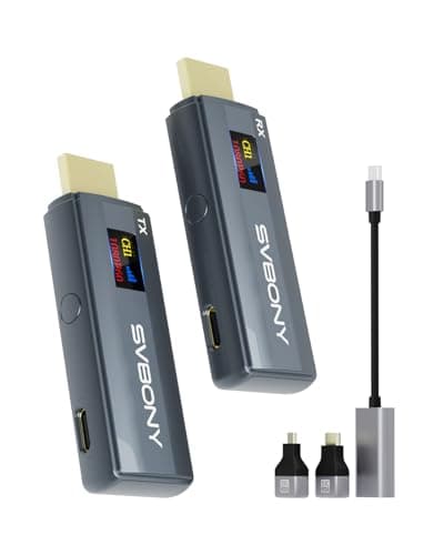 Image of Svbony TransAir1 HDMI Wireless Transmitter and Receiver, 1080P@60Hz, 80M Range, OLED Display, 2.4G/5G 9-Channel, 0.06-Second Latency, for PC to HD TV, Conference Screens, Projectors
