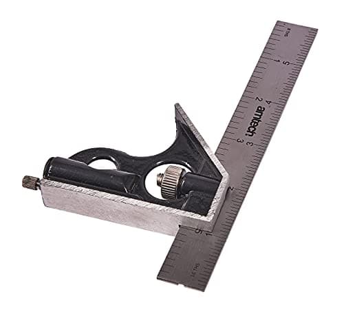 Image of Amtech - Combination Square, Metric & inch graduations with level and scriber, Marks 90°/45°, For carpentry and assembly, 150 mm / 6 in
