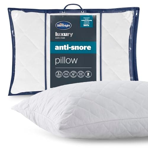 Image of Silentnight Luxury Quilted Anti Snore Pillow, Contoured Foam Positions the Head to Reduce Snoring Volume with Luxurious Soft Touch Cover, Hypoallergenic