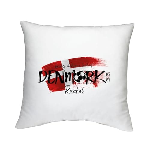 Image of Shopagift Personalised Bring it Home Denmark Football 2025 Cushion Cover Bedroom Lounge Accessory - 40cm x 40cm
