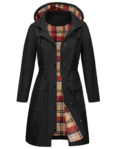 Image of heekpek Womens Waterproof Jackets with Hood Long Rain Coats Lightweight Outdoor Softshell Jacket Windbreaker Trench Coat for Spring Autumn, Black, M