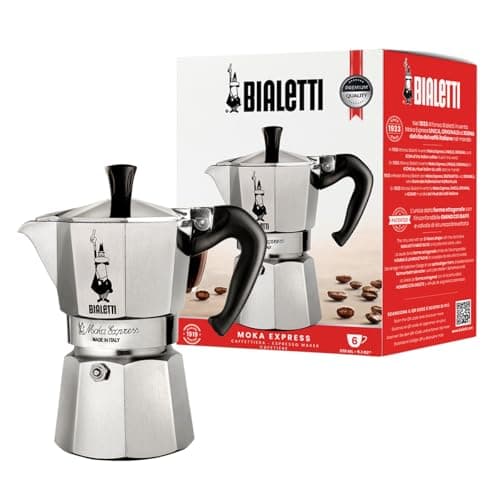 Image of Bialetti Moka Express Caffettiera in Alluminio, 6 Cups, Acciaio Inossidabile, Argento,270 milliliters, Silver