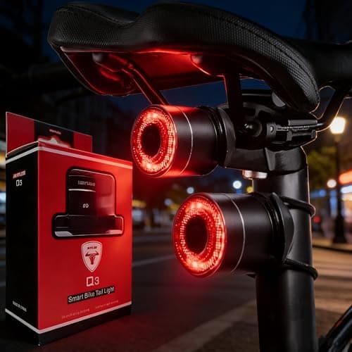 Image of Q3 Smart LED Bike Tail Light - 4 Modes, Auto Brake/Light Sensors, USB-C Rechargeable, IPX6 Waterproof Dustproof, 65H Long Battery, 30 Lumen High Brightness, Aluminium Alloy, Compact, Lightweight