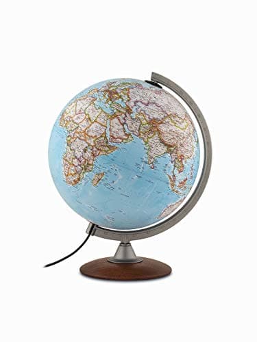 Image of Tecnodidattica – National Geographic Explorer Classic Globe | Illuminated | Base in beech wood, acrylic meridian |Political and physical map by National Geographic | Text in English | 30cm Diameter