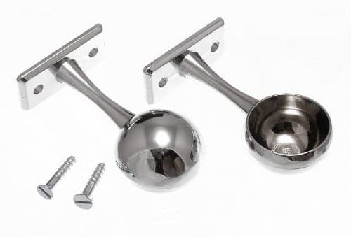 Image of WARDROBE ROD RAIL SOCKET END SUPPORT BRACKET 25MM CHROME PLATED ( pack 2 )