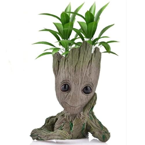 Image of Udream Groot Plant Pot Flowerpot Baby Groot Figures Cute Model, Succulent Planter Cute Green Plants Flower Pot with Hole Groot Pen Holder for Desktop Decoration