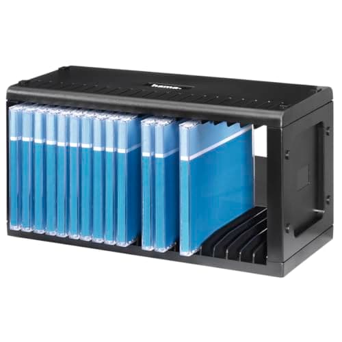 Image of Hama CD/DVD Rack for 20 CD/DVDs, Black Plastic Storage for Hanging or Standing, Space-Saving Small CD/DVD Stand for Office or Any Room, 31.1 x 13.3 x 5.9 cm