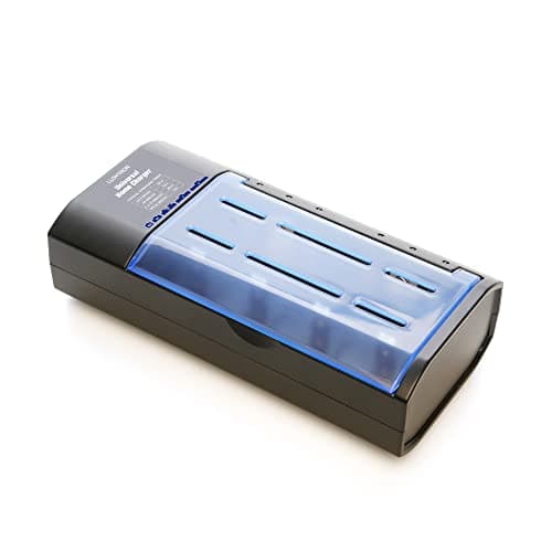 Image of LLOYTRON Universal Home Battery Charger for AA/AAA/C/D / 9V (PP3) NiMh Rechargeable Batteries - Charge Individual Batteries at Once - B1531 - Black