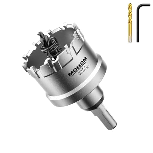 Image of Mollom (43mm | 1-11/16'') Heavy Duty Carbide Hole Saw with 2 Pilot Drill Bits, Hole Cutter cuts Stainless Steel, mild Steel, Iron, Copper, Brass, Plastic