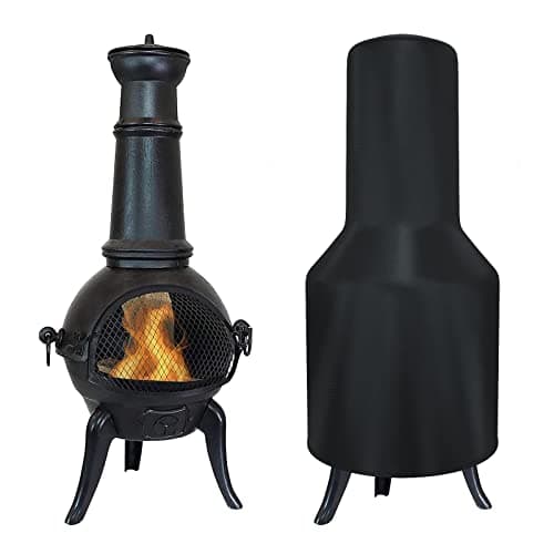 Image of Tonhui Chimenea Cover,Waterproof,Windproof, Oxford Fabric Outdoor Garden Patio Heater Black Cover 122 x 29 ×61cm