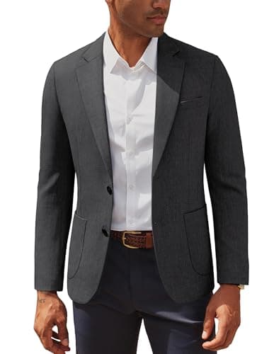 Image of PJ PAUL JONES Mens Suit Jacket Casual Sports Coats for Wedding Business Blazers Regular Fit Carbon Black L
