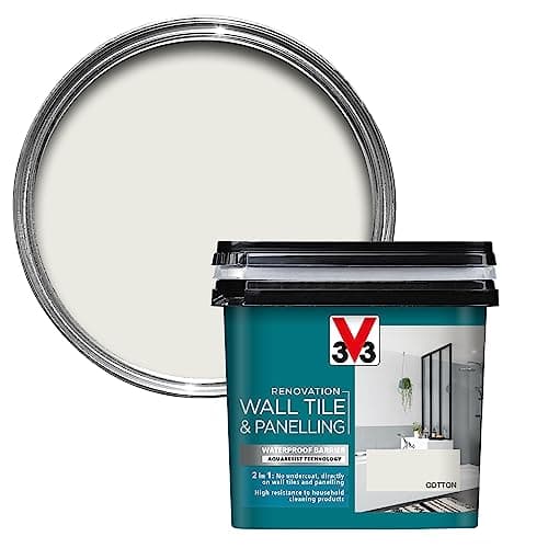 Image of V33 Renovation Wall Tile & Panelling Paint - No Undercoat Needed - For High Moisture Surfaces - Resistant To Temperature Variations - Cotton Satin 750ml