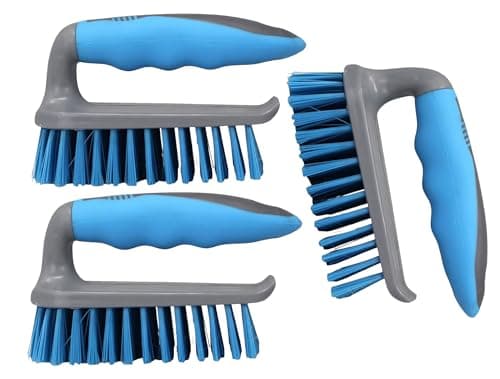 Image of Best House | Scrubbing Brushes | Non-Slip Soft Grip Handle | Grey Blue | 3 Pcs | Heavy Duty with Stiff Bristles | Household Cleaning Brush for Indoor & Outdoor, Bathroom, Kitchen, Carpet, Floor TRP