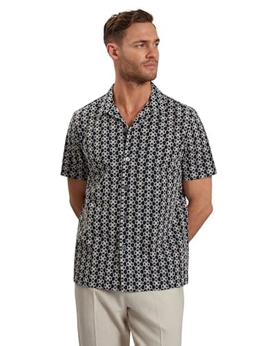 Image of Ted Baker London FINLAYS-SS Relaxed Embroidered Shirt, Navy