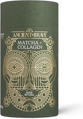 Image of Ancient + Brave Matcha + Collagen 150g Tub - Lion's Mane Mushroom Powder for Mental Clarity - Hydrolysed Collagen Peptides - for Skin, Hair & Nails - Organic Matcha Tea, MCT Oil, Moringa & Cinnamon