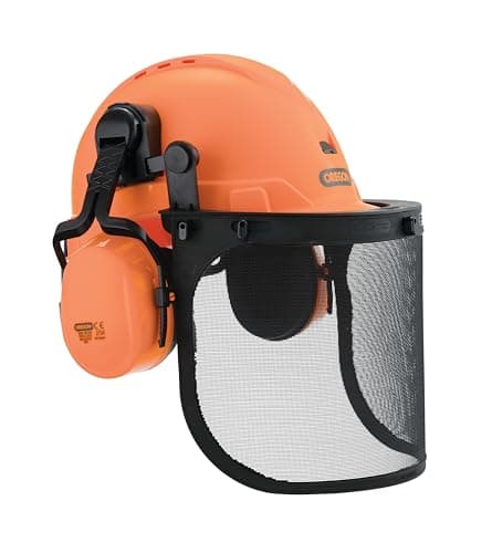 Image of Oregon Chainsaw Safety Helmet with Protective Ear Muff and Mesh Visor