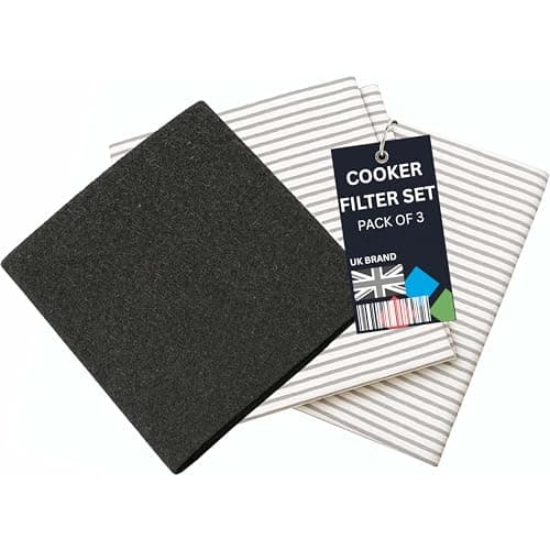 Image of Grease and Carbon Cooker Hood Filters, Pack of 3, Cut to Size, Vent Filters for All Cooker Hoods & Extractor Fans, Universal Cooker Hood Fan Filters, Kitchen Extractor