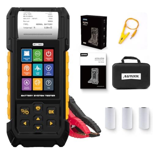 Image of AUTOOL Car Battery Tester with Printer, 12V/24V Battery Load Tester, 30-2000 CCA, Cranking & Charging & Leakage Test, Support Lead-acid/Lithium Battery for Vehicle, 3 Paper Printer Rolls Included