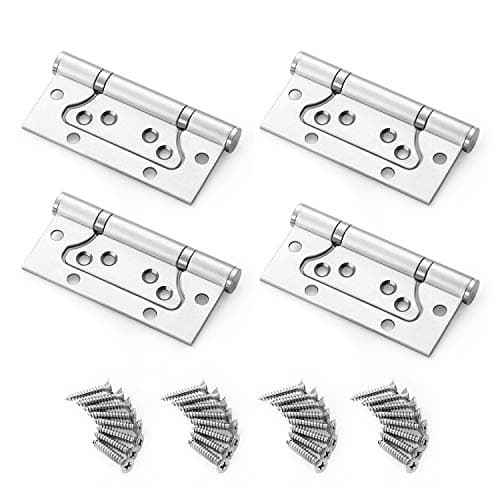 Image of Flush Door Hinges,4 Pieces Heavy Duty Stainless Steel Small Flush Hinge with Screws for Cabinet Closet Furniture and DIY Bearing Mute 4"