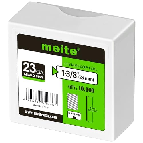 Image of meite 23 Gauge Pin Nails, 35 mm Micro Headless Brad Nails for Pin Nailer - Galvanised Pins Nail Gun Nails, Ideal for Fine Woodworking and Trim Work (10,000 Counts)