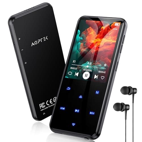 Image of AGPTEK MP3 Player with Bluetooth 5.3, 64GB Internal Memory Expandable up to 128GB, 2.4 Inch Music Player with Speaker and FM Radio, Earphone Included