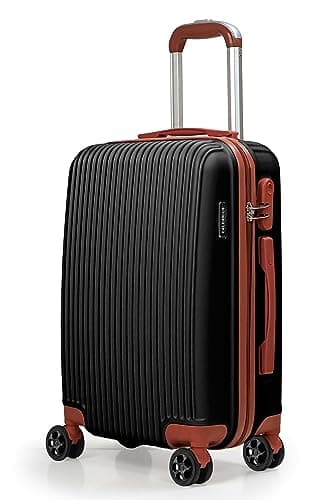 Image of CALDARIUS Hardshell Luggage | Durable Suitcases | Lightweight & Secure with Combination Lock | Smooth 4 Dual Spinner Wheels | Ideal Travel Bag & Luggage Sets (Black, Cabin 20")