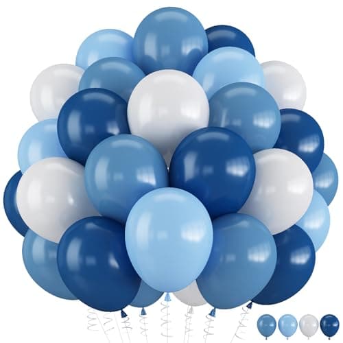 Image of Dusty Blue White Balloon, 12 Inch Different Shades Blue White Balloon for Birthday Baby Shower Bridal Baptism Wedding Graduation Party Decorations
