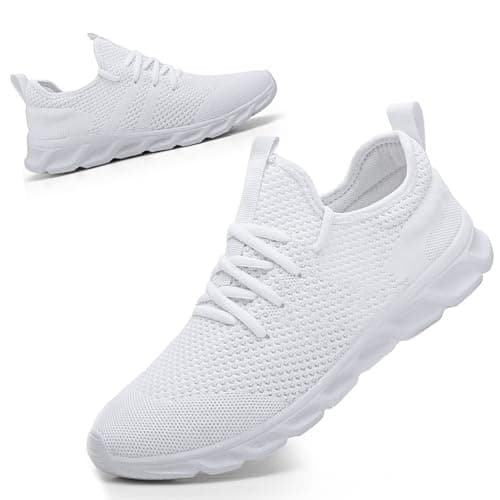 Image of Womens Trainers Running Shoes Ladies Walking Slip on Gym Tennis Sneakers Lightweight Work Sport Shoe White Size 6