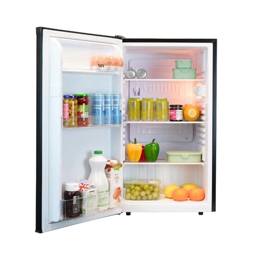Image of SIA LFS01BL-AMZ1 Black Under Counter Fridge, 91L Capacity, 48cm Wide, Freestanding Larder, E Rated, 2 Years Parts and Labour Guarantee